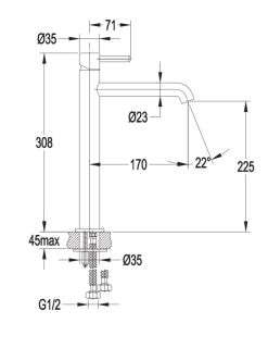 Смеситель для накладной раковины Omnires Y матовое золото Y1212GLB